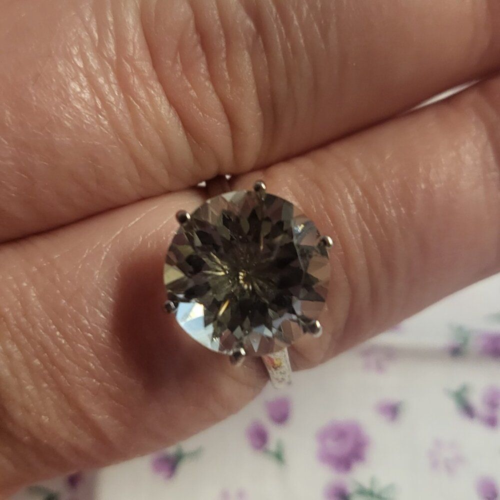 Montezuma Prasiolite/Green Amethyst Solitaire Sterling Silver Ring